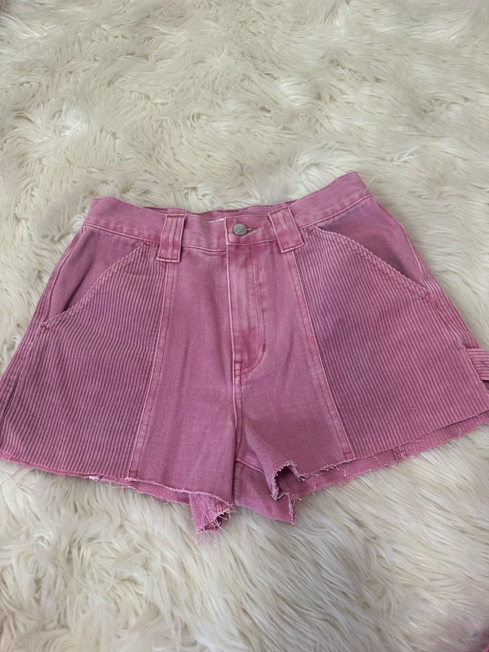 New without tags PacSun Barbie Pink Corduroy-Panel High-Rise Denim Shorts
